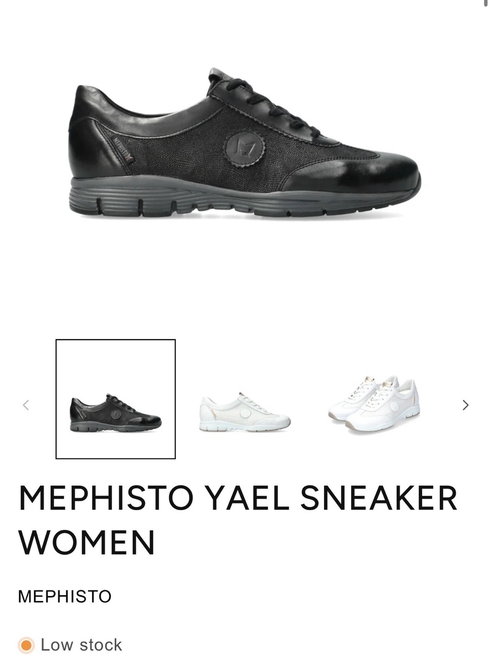 Mephisto Yael Women's Black Leather & Mesh Sneaker